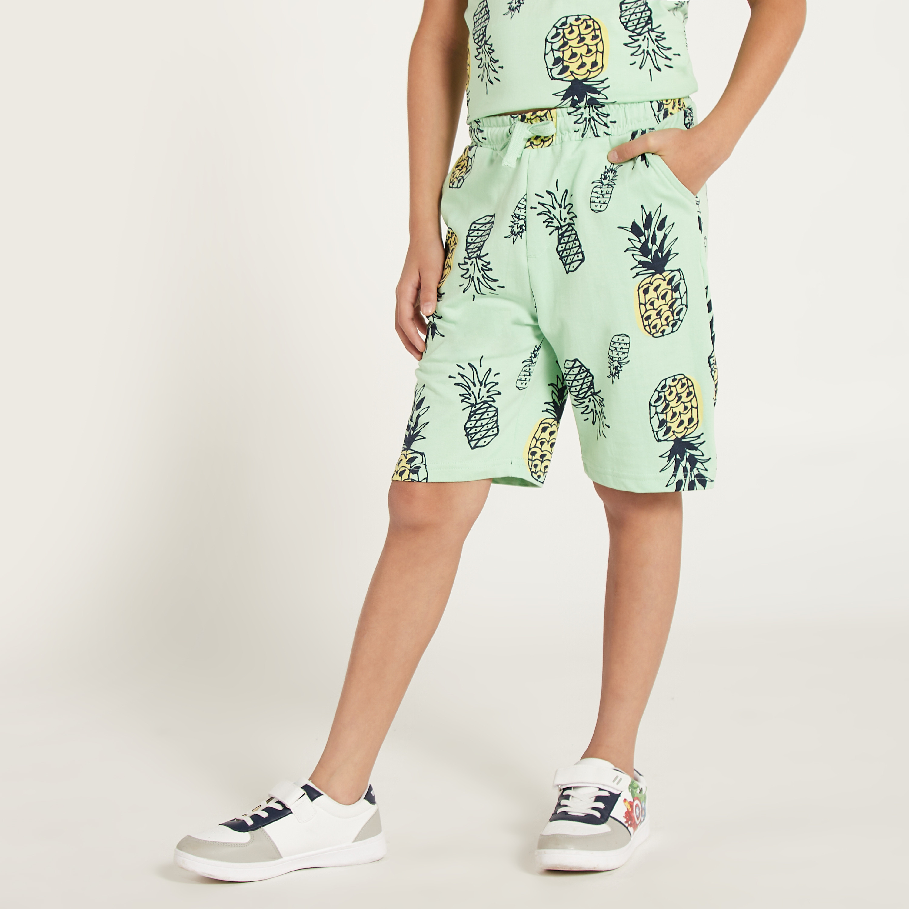 Juniors All-Over Pineapple Print Shorts with Pockets and Drawstring Closure-boys-clothing-bottoms-shorts-image-3
