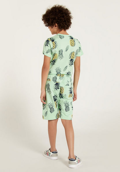 Juniors All-Over Pineapple Print Shorts with Pockets and Drawstring Closure-Shorts-image-3