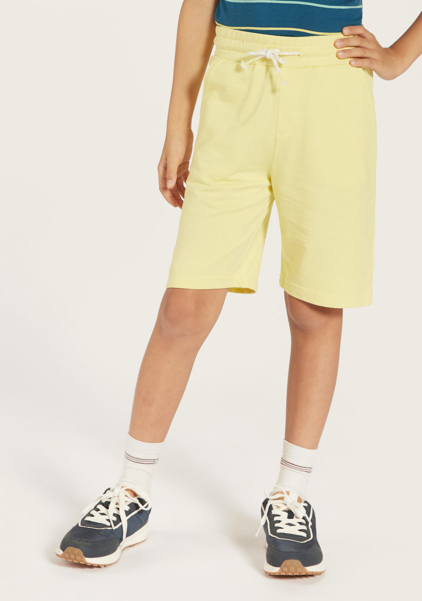 Juniors Solid Shorts with Drawstring Closure and Pockets-Shorts-image-1