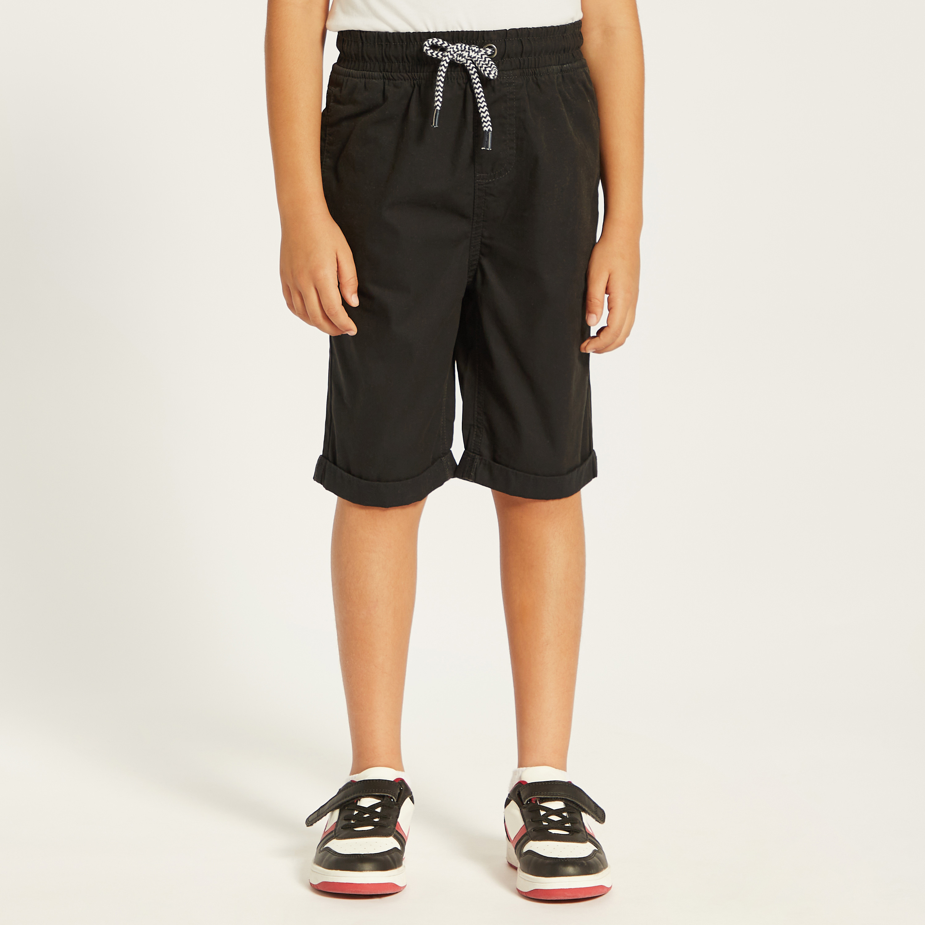 Juniors Solid Shorts with Drawstring Closure and Pockets-boys-clothing-bottoms-shorts-image-2