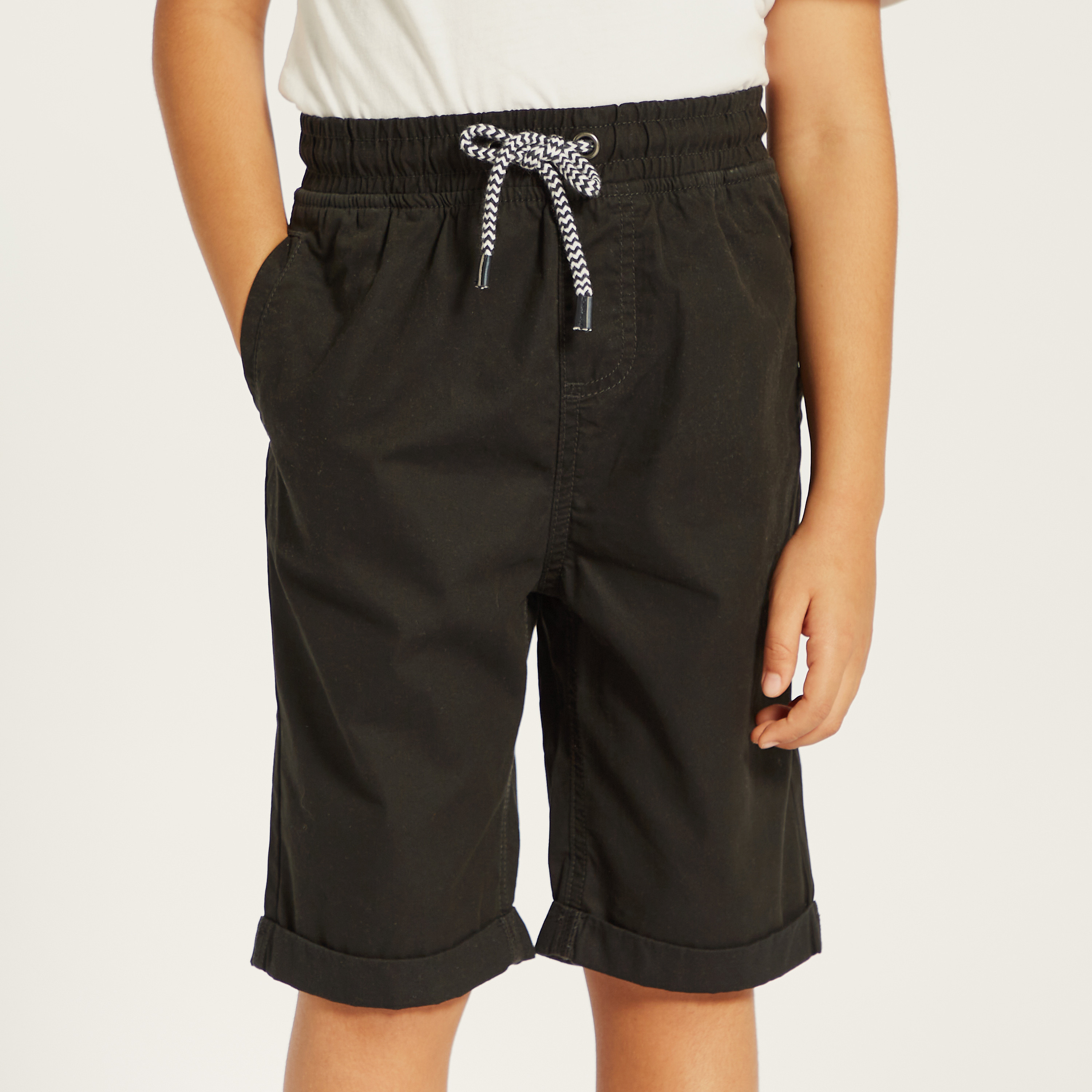 Juniors Solid Shorts with Drawstring Closure and Pockets-boys-clothing-bottoms-shorts-image-3
