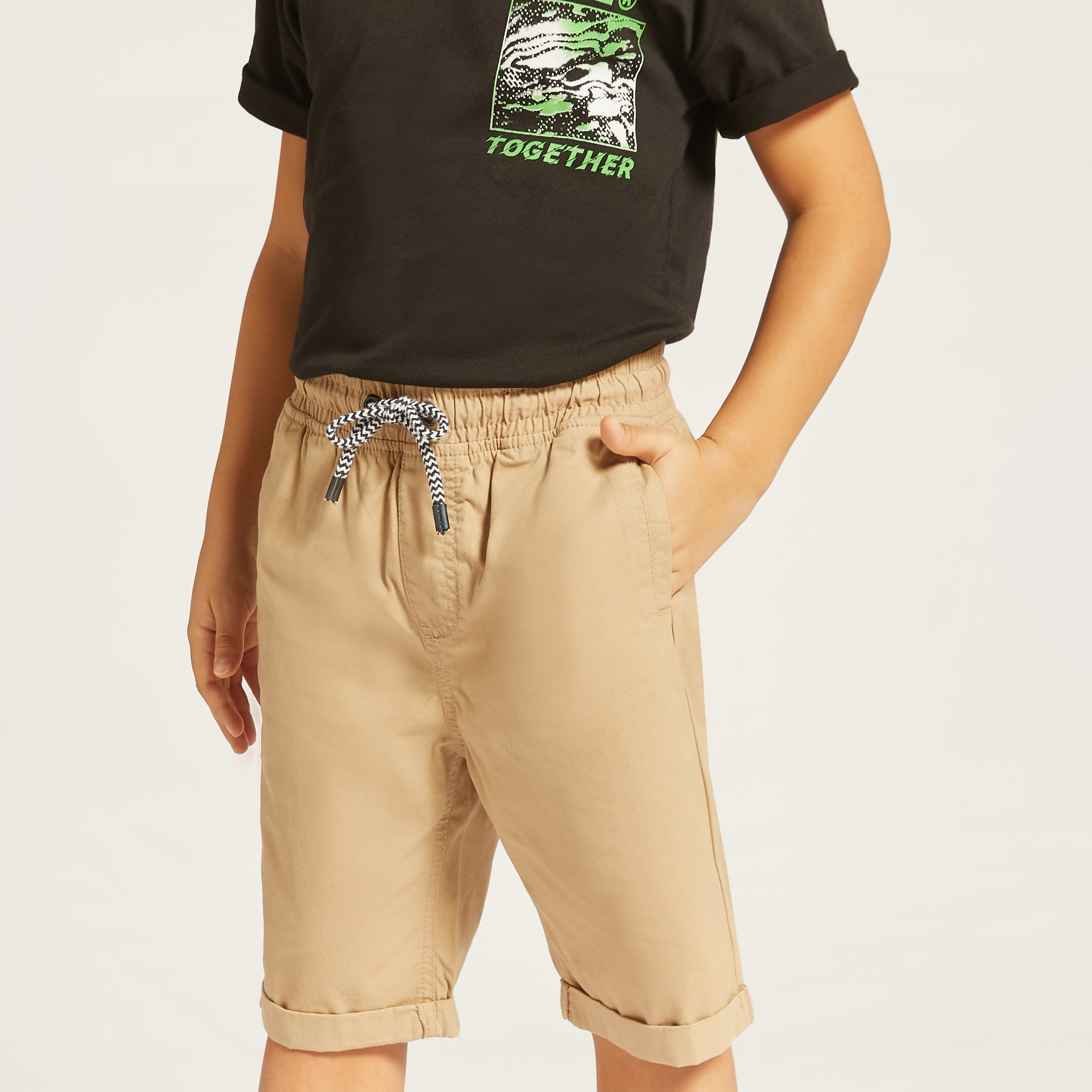 Juniors Solid Shorts with Drawstring Closure-boys-clothing-bottoms-shorts-image-3