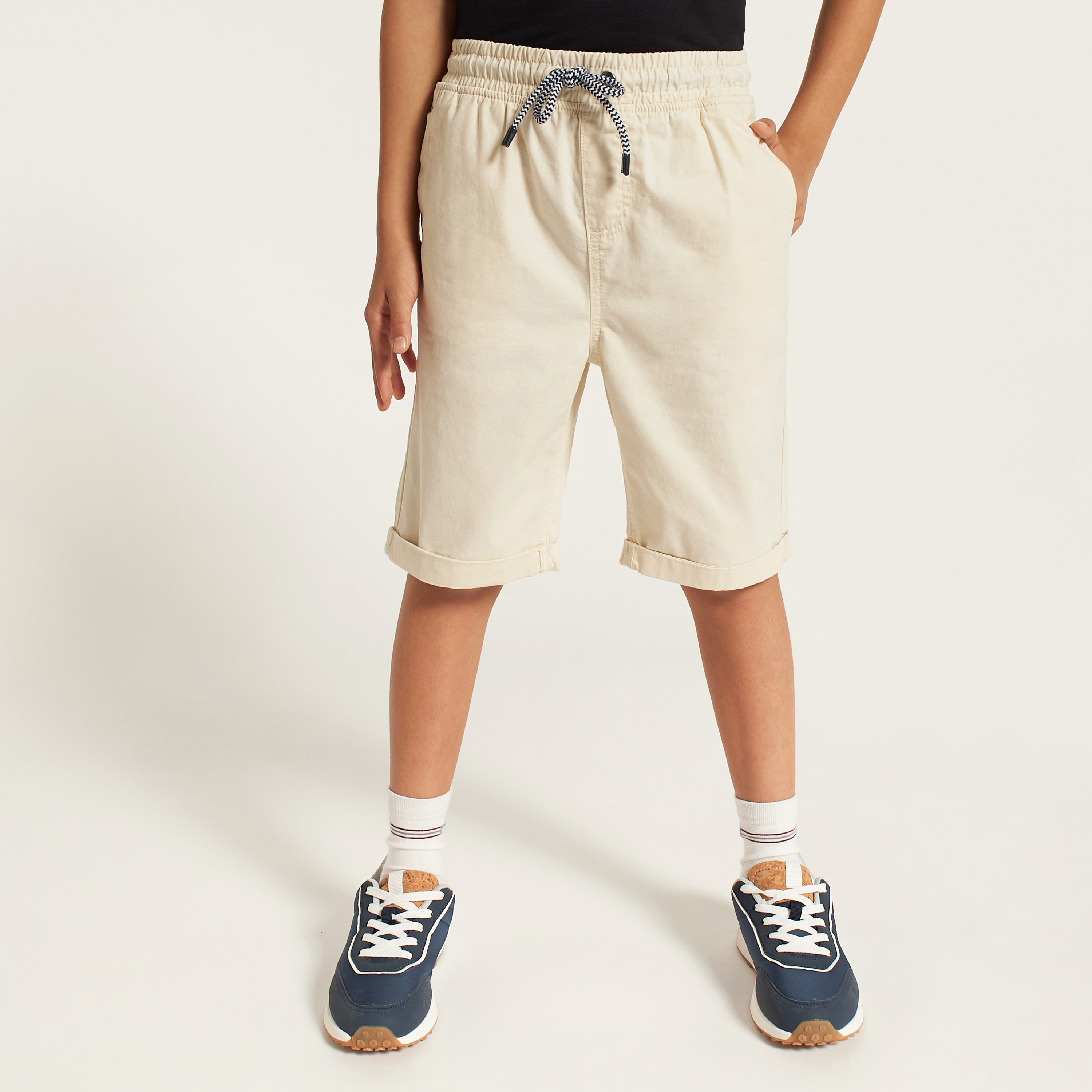 Juniors Solid Shorts with Drawstring Closure-boys-clothing-bottoms-shorts-image-2
