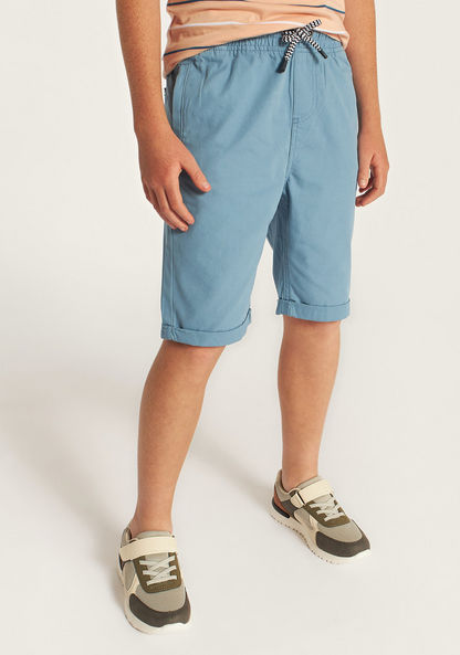 Juniors Solid Shorts with Drawstring Closure-Shorts-image-0