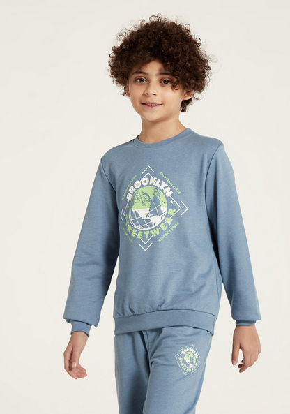 Juniors Printed Pullover with Round Neck and Long Sleeves-Sweatshirts-image-2