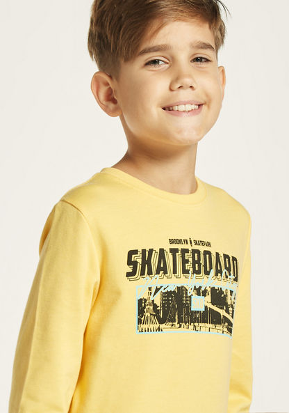 Juniors Skateboard Print Sweatshirt with Crew Neck and Long Sleeves-Sweatshirts-image-2