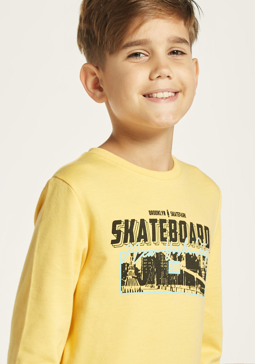 Juniors Skateboard Print Sweatshirt with Crew Neck and Long Sleeves-Sweatshirts-image-2