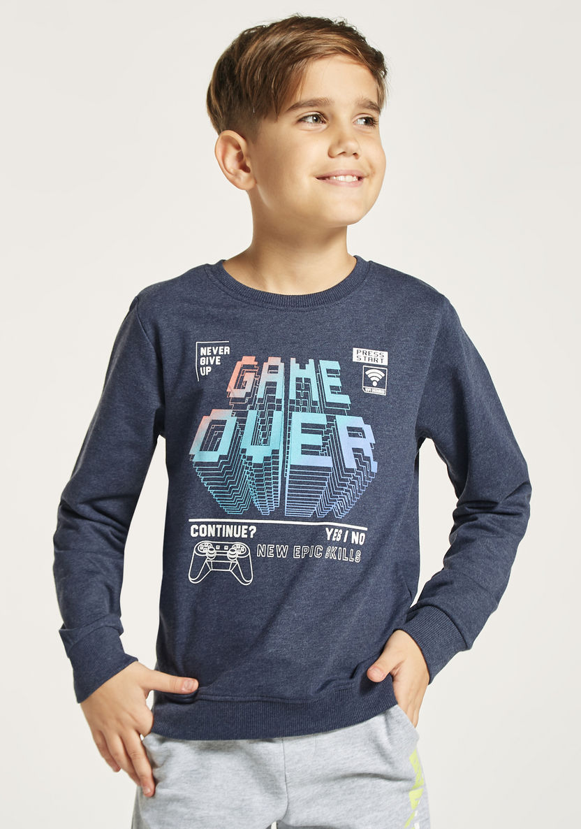 Juniors Gamer Print Sweatshirt with Crew Neck and Long Sleeves-Sweatshirts-image-0
