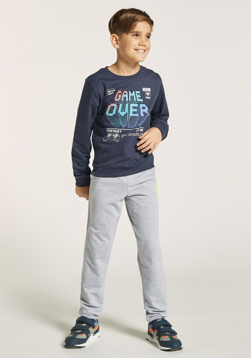 Juniors Gamer Print Sweatshirt with Crew Neck and Long Sleeves-Sweatshirts-image-1
