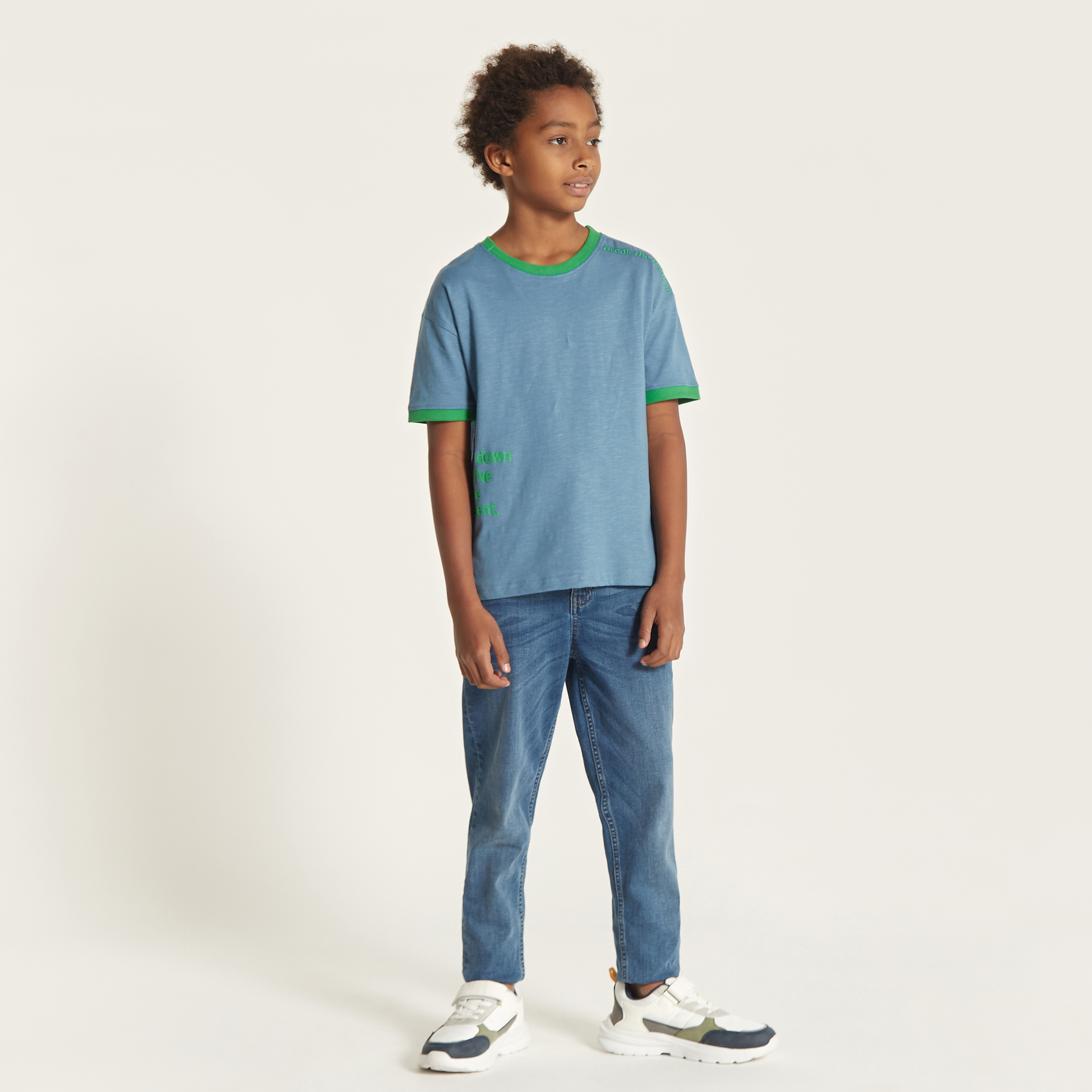 Juniors Slogan Print T-shirt with Crew Neck and Short Sleeves-boys-clothing-tshirtsandpolos-image-2
