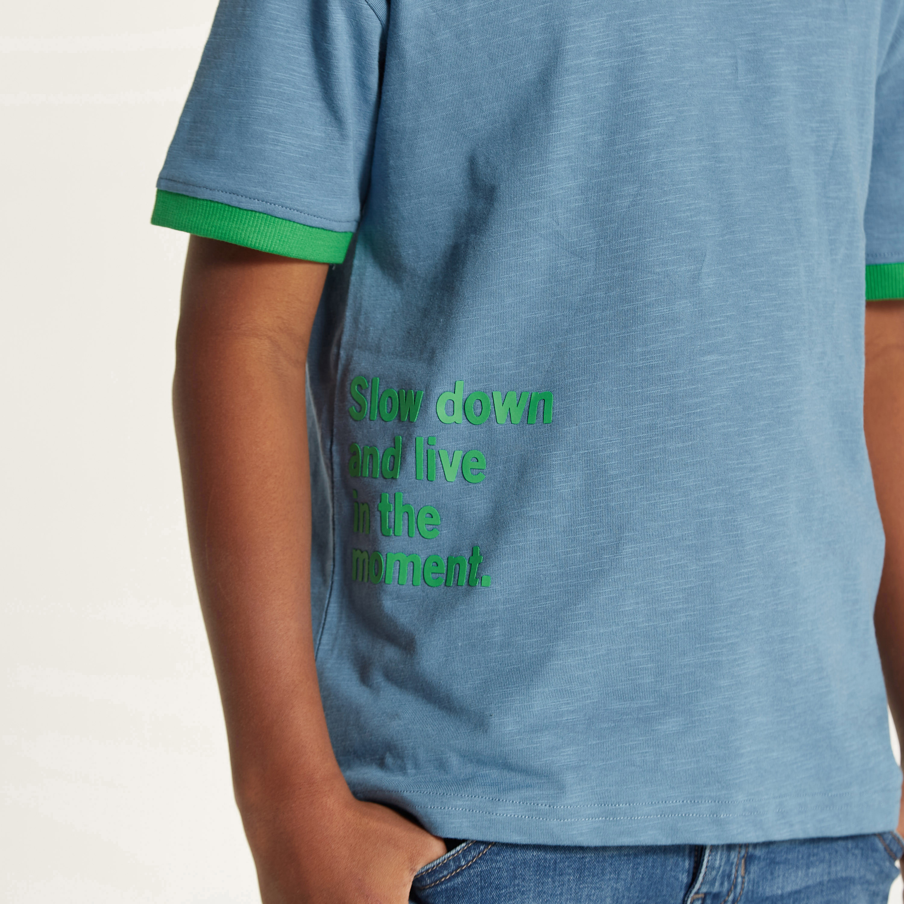Juniors Slogan Print T-shirt with Crew Neck and Short Sleeves-boys-clothing-tshirtsandpolos-image-3