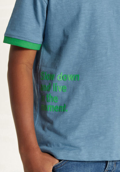 Juniors Slogan Print T-shirt with Crew Neck and Short Sleeves-T Shirts-image-2