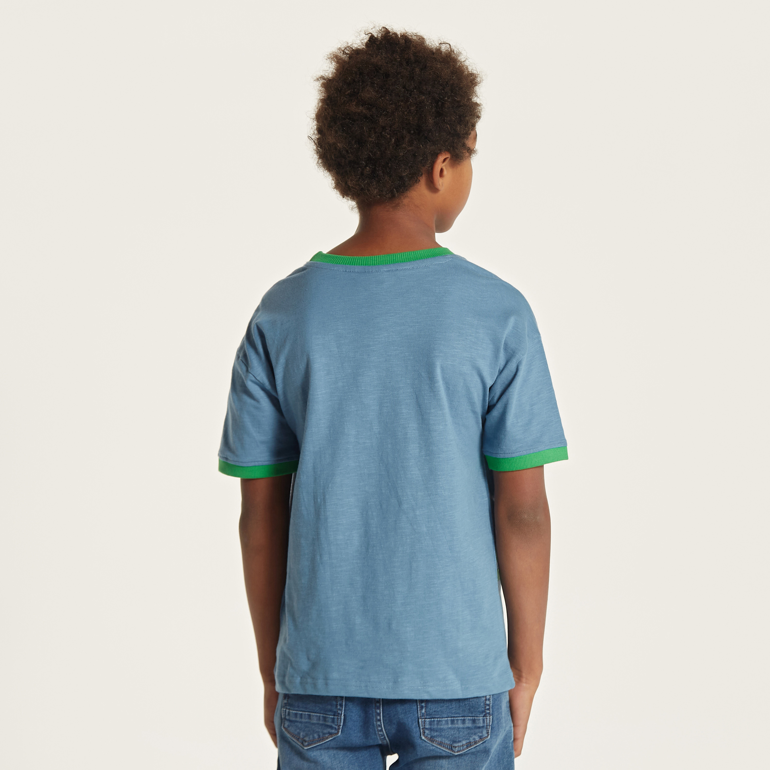 Juniors Slogan Print T-shirt with Crew Neck and Short Sleeves-boys-clothing-tshirtsandpolos-image-4
