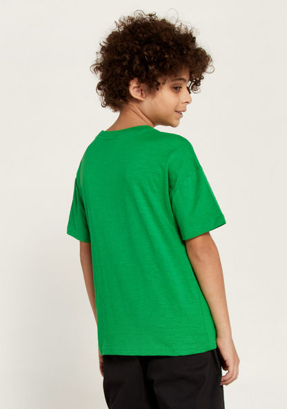 Juniors Slogan Print T-shirt with Short Sleeves and Pocket Detail-T Shirts-image-3