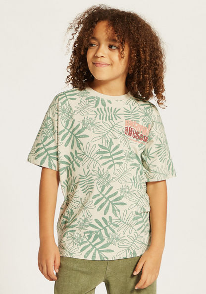 Juniors Tropical Print T-shirt with Short Sleeves-T Shirts-image-0