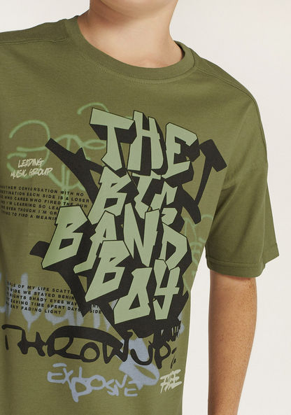 Juniors Graphic Print Crew Neck T-shirt-T Shirts-image-2