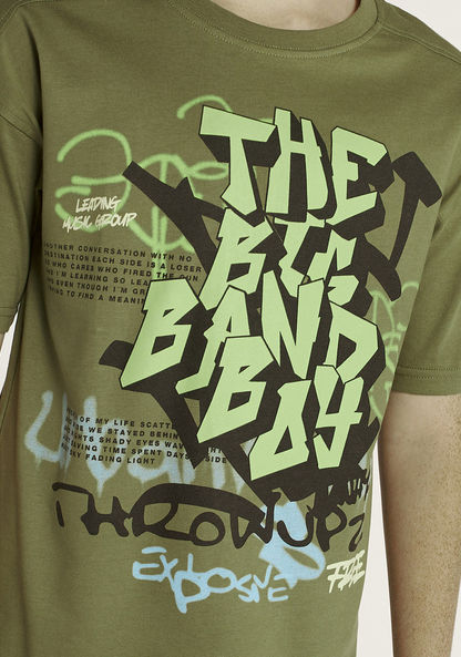 Juniors Graphic Print Crew Neck T-shirt-T Shirts-image-4