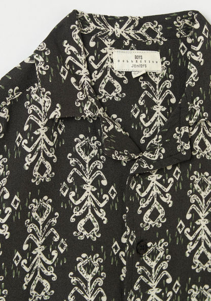 Juniors All-Over Print Shirt with Short Sleeves and Button Closure-Shirts-image-1
