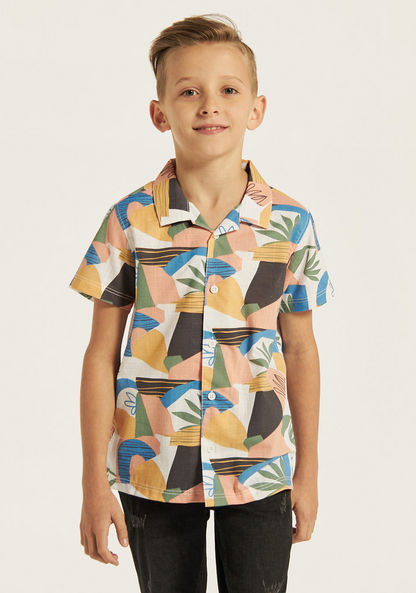 Juniors All-Over Print Shirt with Short Sleeves-Shirts-image-0