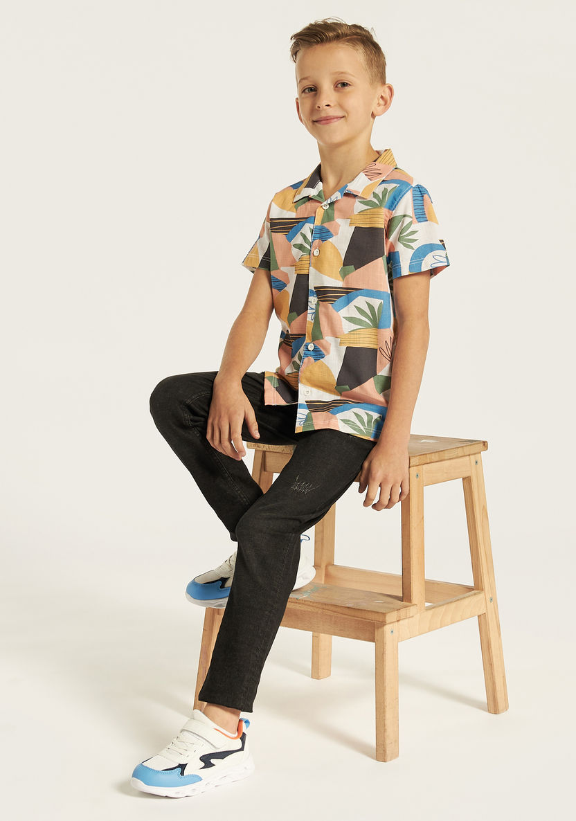 Juniors All-Over Print Shirt with Short Sleeves-Shirts-image-1
