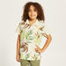 Juniors All-Over Leaf Print Shirt with Short Sleeves and Button Closure-Shirts-thumbnailMobile-0
