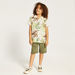 Juniors All-Over Leaf Print Shirt with Short Sleeves and Button Closure-Shirts-thumbnailMobile-1