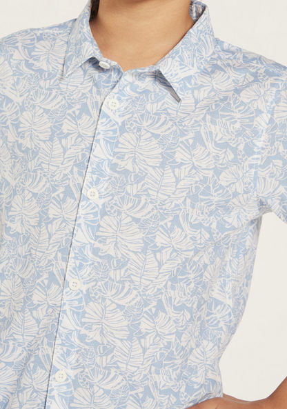 Juniors All-Over Floral Print Shirt with Short Sleeves-Shirts-image-2