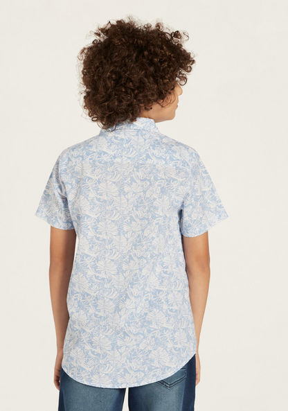 Juniors All-Over Floral Print Shirt with Short Sleeves-Shirts-image-3