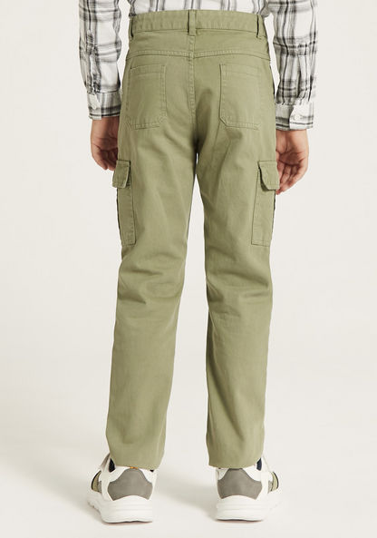 Juniors Solid Pants with Flap Pockets and Button Closure-Pants-image-3