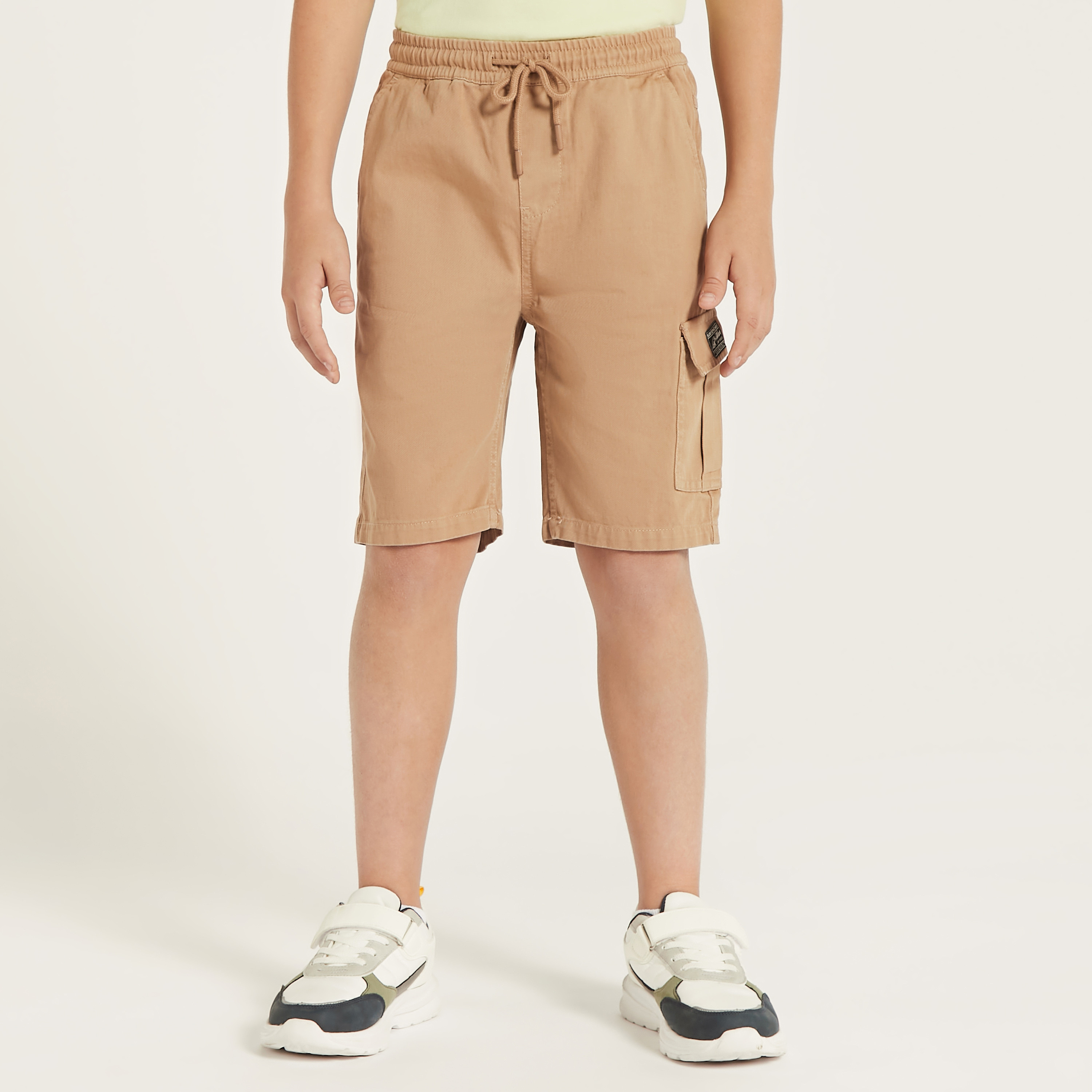 Juniors Solid Shorts with Flap Pockets and Drawstring Closure-boys-clothing-bottoms-shorts-image-2