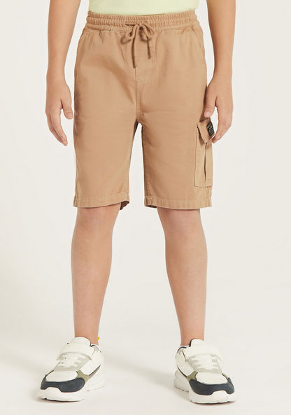 Juniors Solid Shorts with Flap Pockets and Drawstring Closure-Shorts-image-1