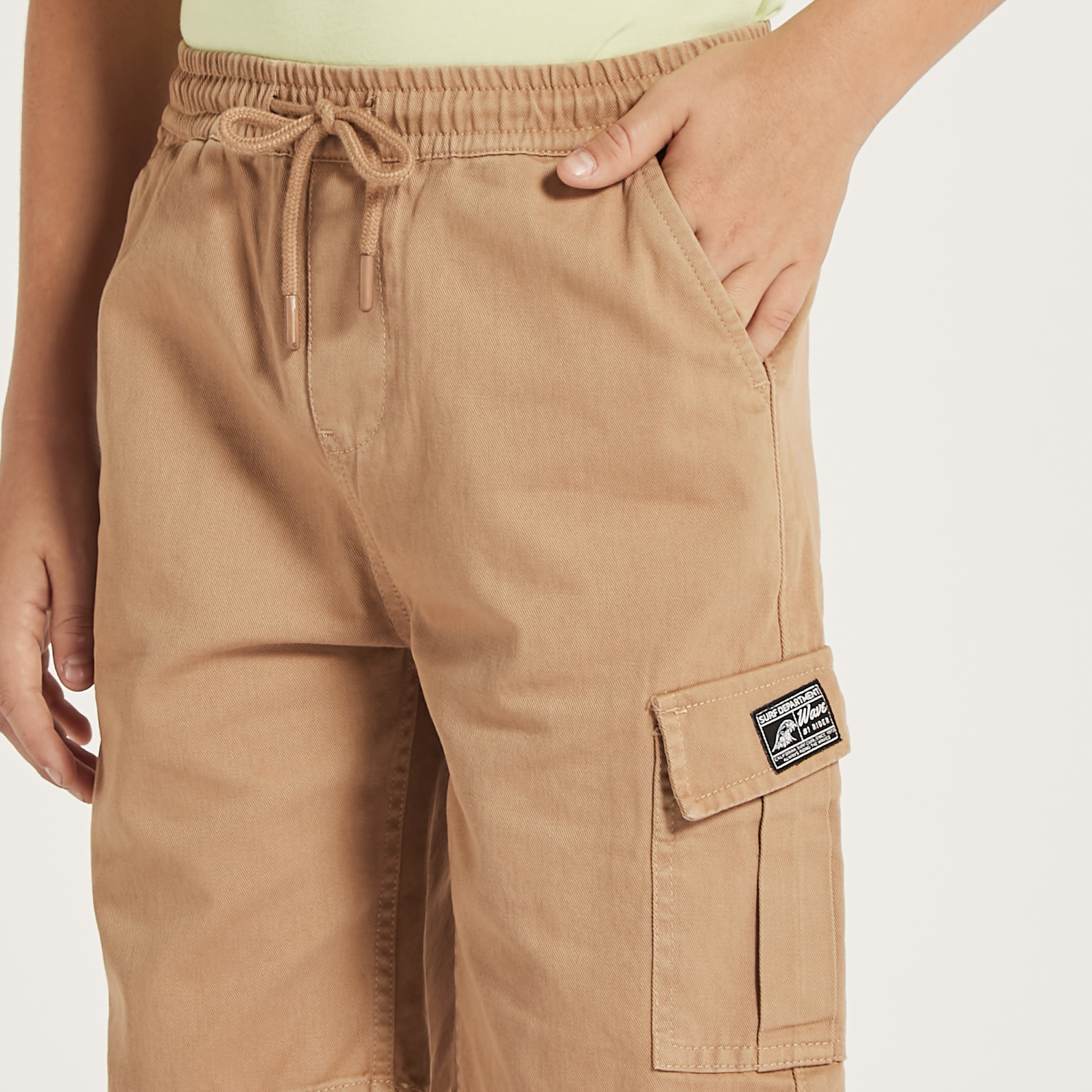 Juniors Solid Shorts with Flap Pockets and Drawstring Closure-boys-clothing-bottoms-shorts-image-3