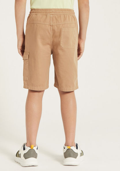 Juniors Solid Shorts with Flap Pockets and Drawstring Closure-Shorts-image-3