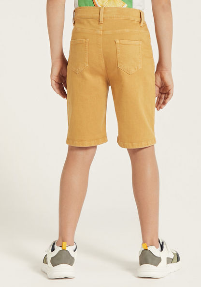 Juniors Solid Shorts with Button Closure-Shorts-image-3