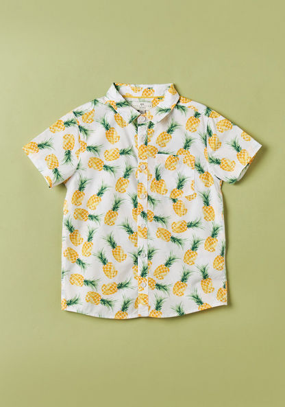 Juniors All-Over Print Shirt with Short Sleeves and Chest Pocket-Shirts-image-0