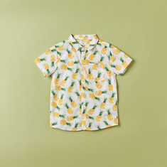 Juniors All-Over Print Shirt with Short Sleeves and Chest Pocket