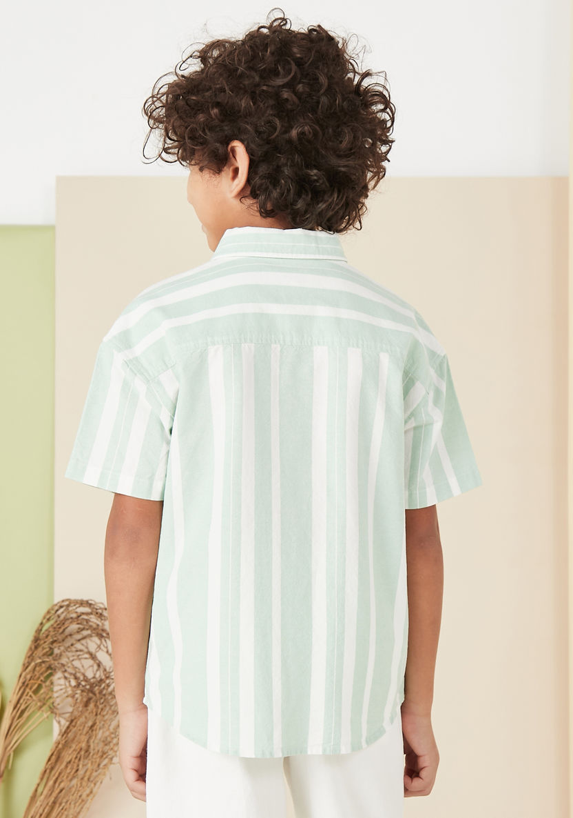 Juniors All-Over Striped Shirt with Collar and Short Sleeves-Shirts-image-3