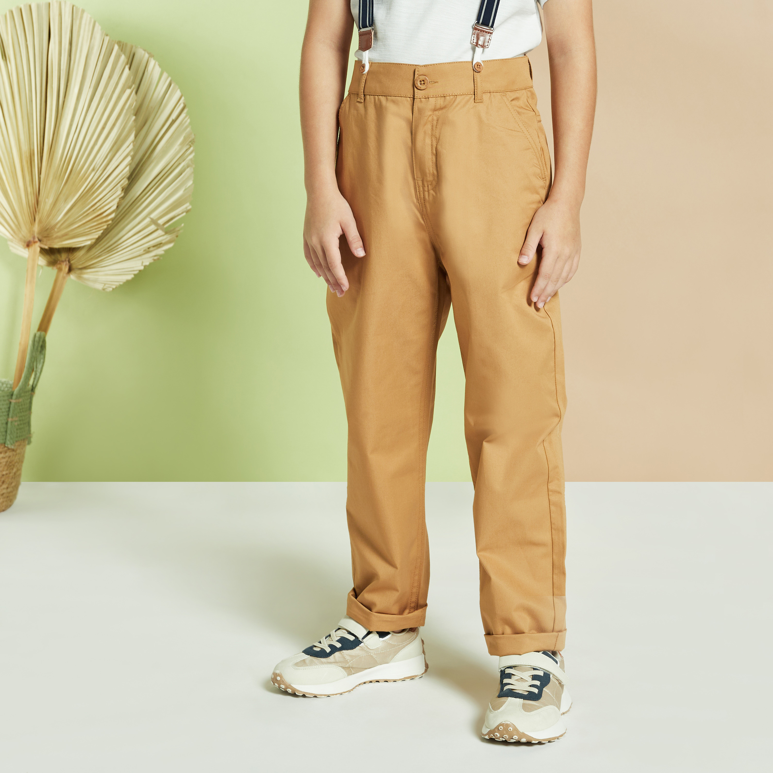Juniors Solid Pants with Button Closure and Pockets-boys-clothing-bottoms-trousers-image-2