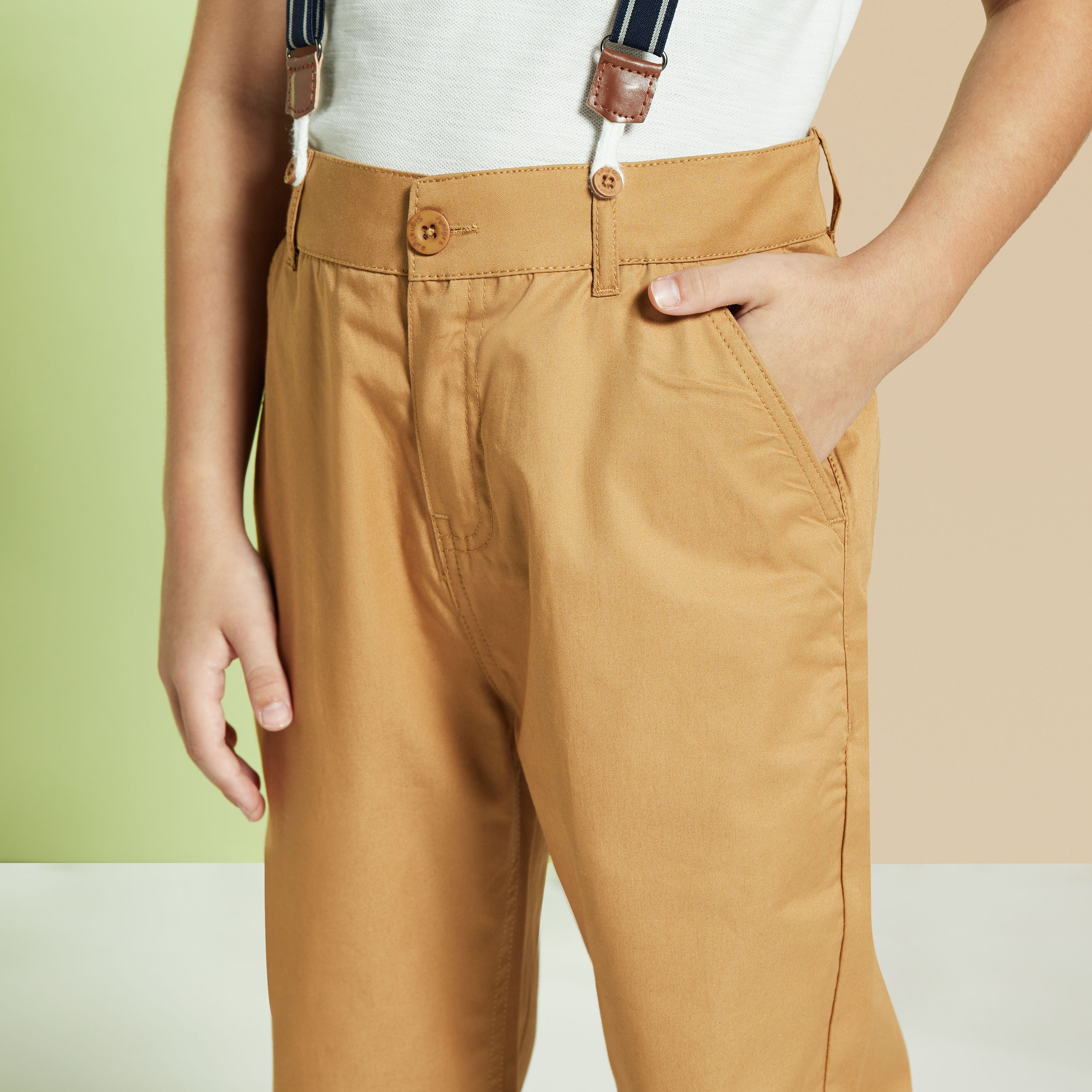 Juniors Solid Pants with Button Closure and Pockets-boys-clothing-bottoms-trousers-image-3