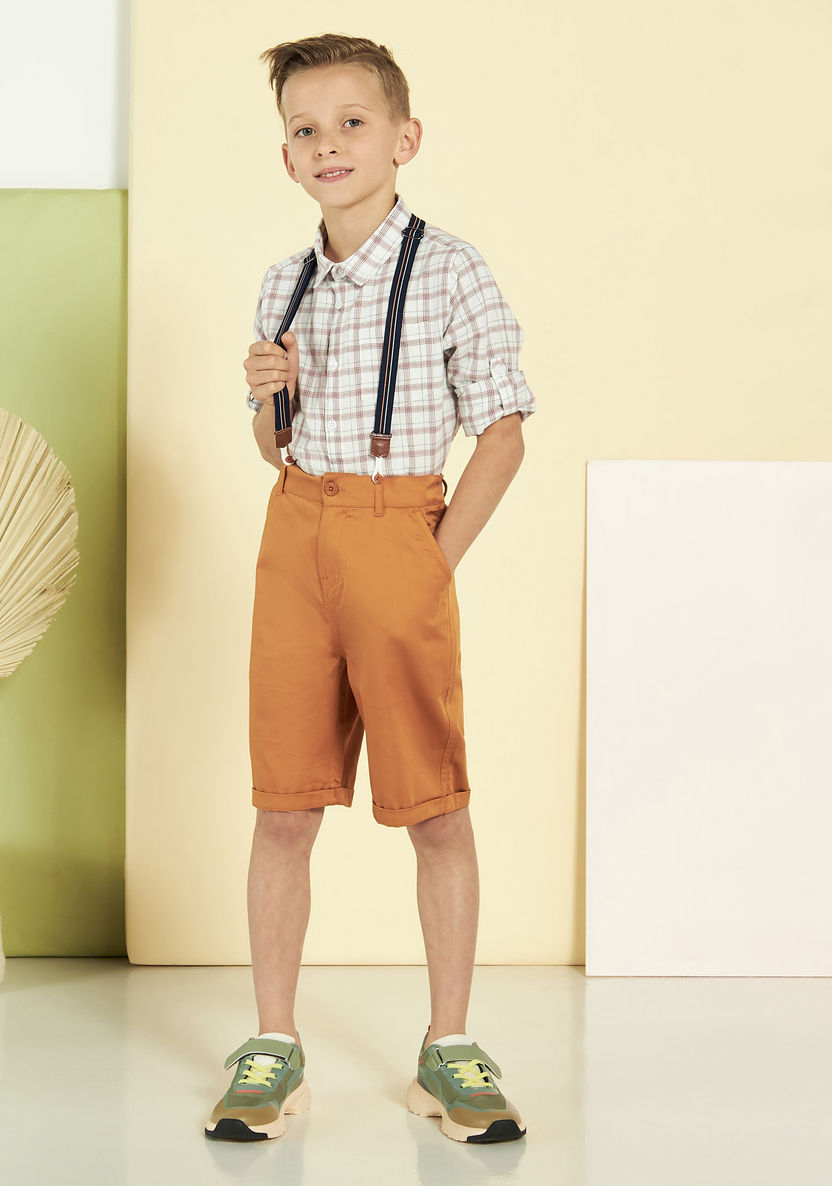 Juniors Solid Shorts with Suspenders-Shorts-image-0