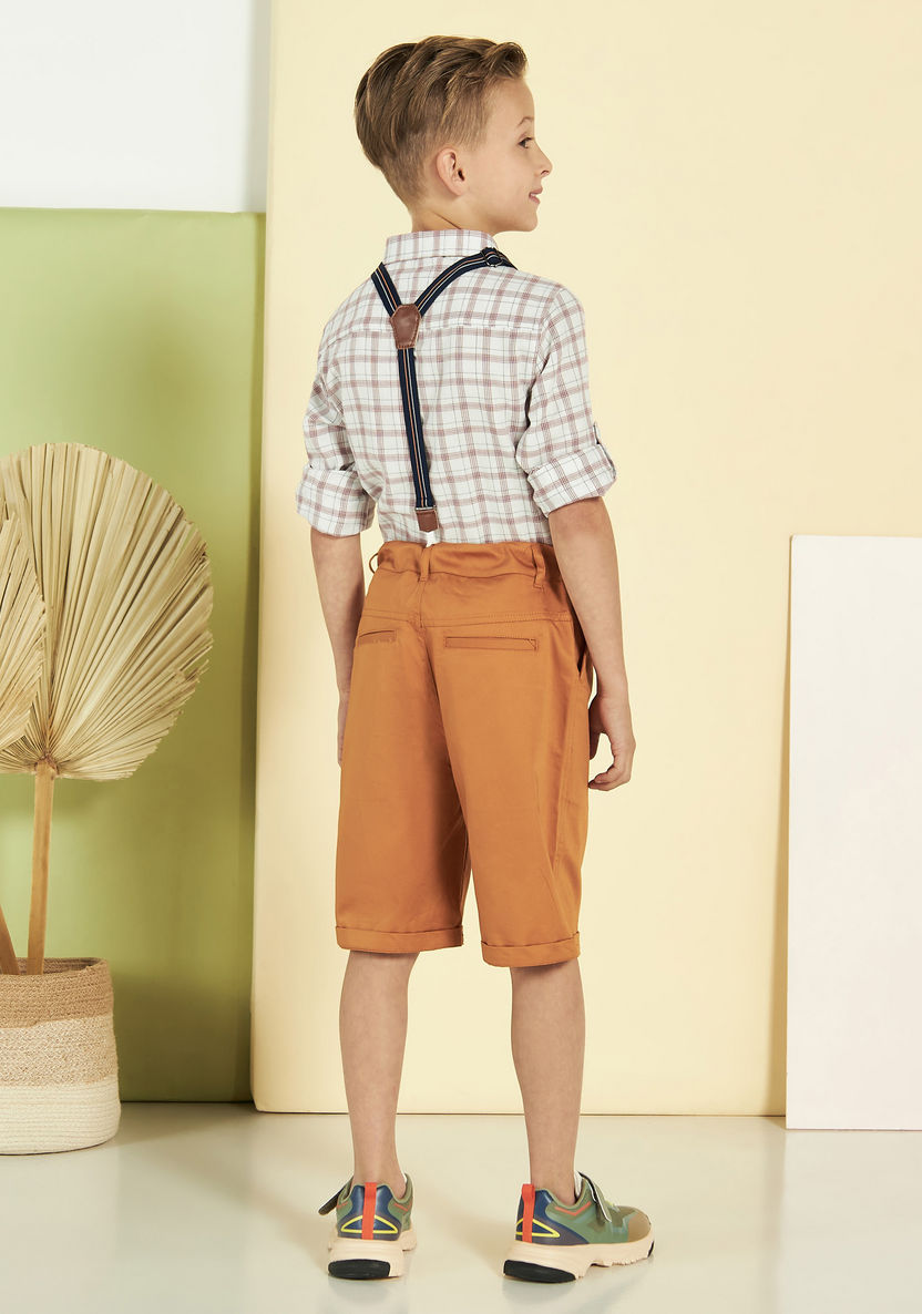 Juniors Solid Shorts with Suspenders-Shorts-image-3