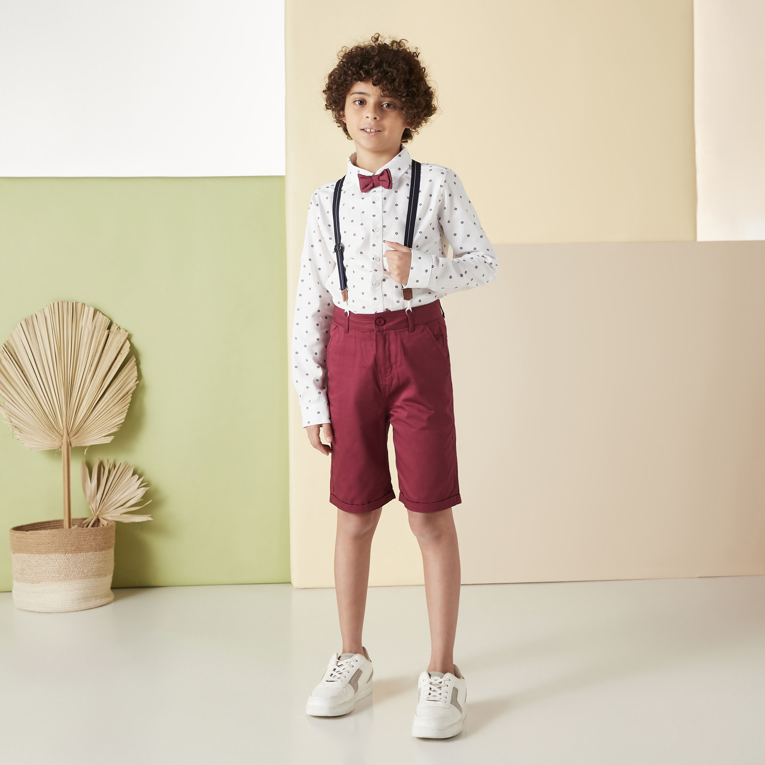 Solid Shorts with Suspenders and Pockets-boys-clothing-bottoms-shorts-image-1