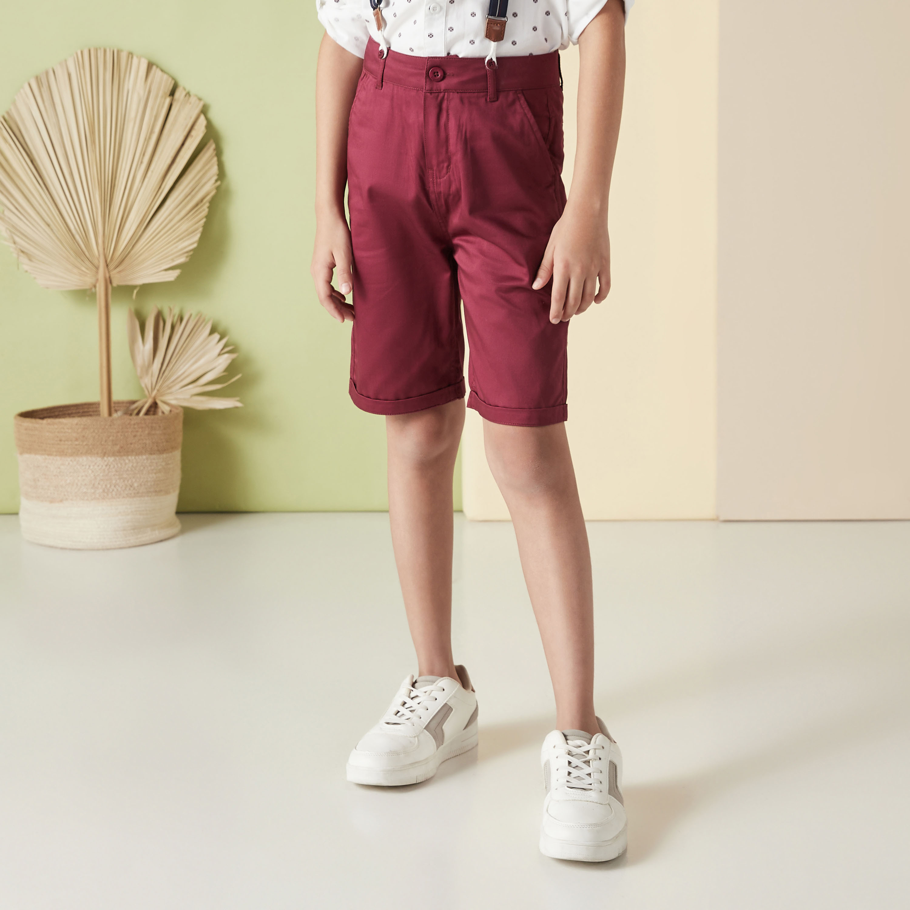 Solid Shorts with Suspenders and Pockets-boys-clothing-bottoms-shorts-image-2