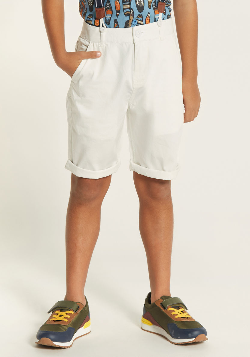 Juniors Solid Shorts with Suspenders and Pockets-Shorts-image-1