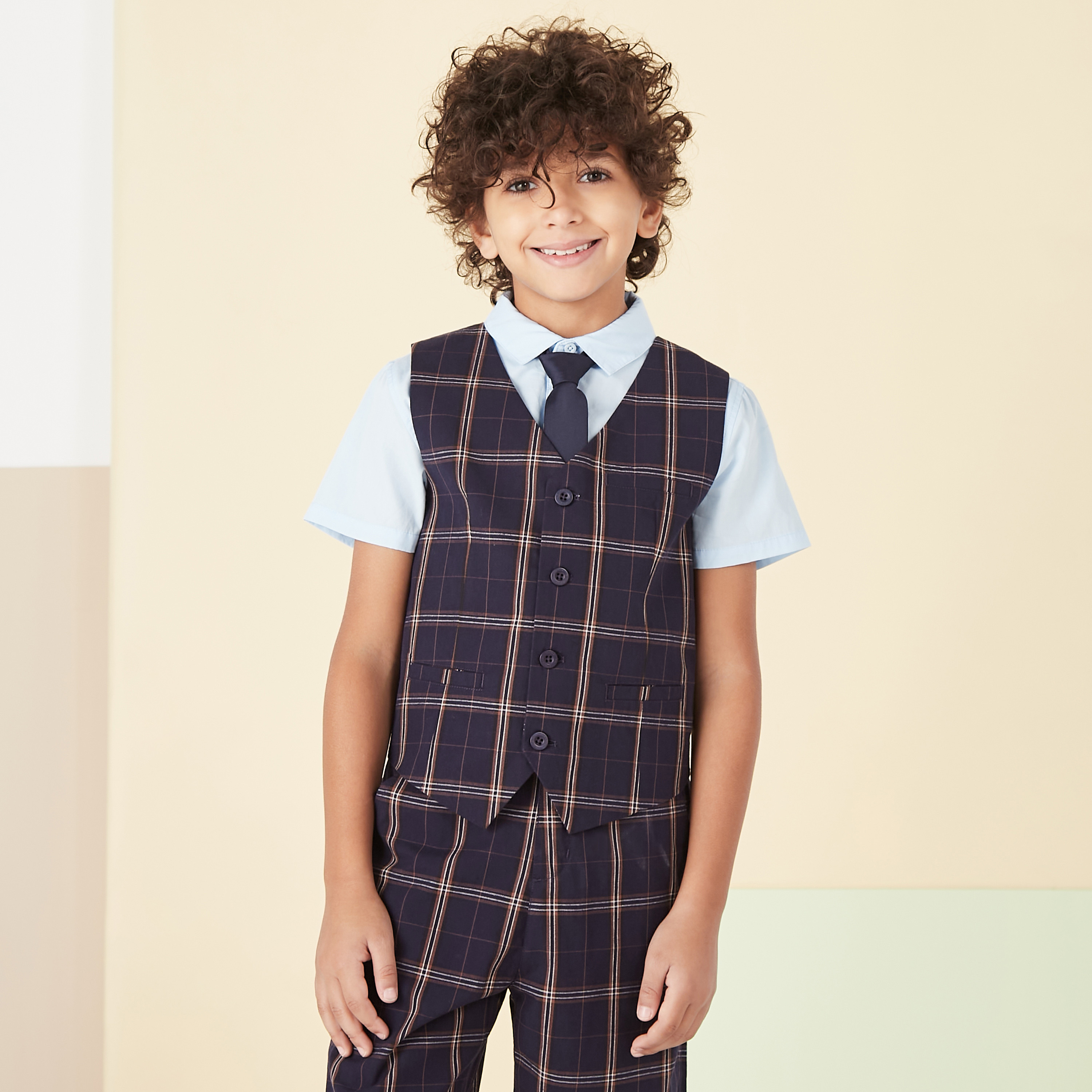 طقم ملابس 4 قطع بنمط كاروهات من جونيورز-boys-clothing-setsandcoords-image-2