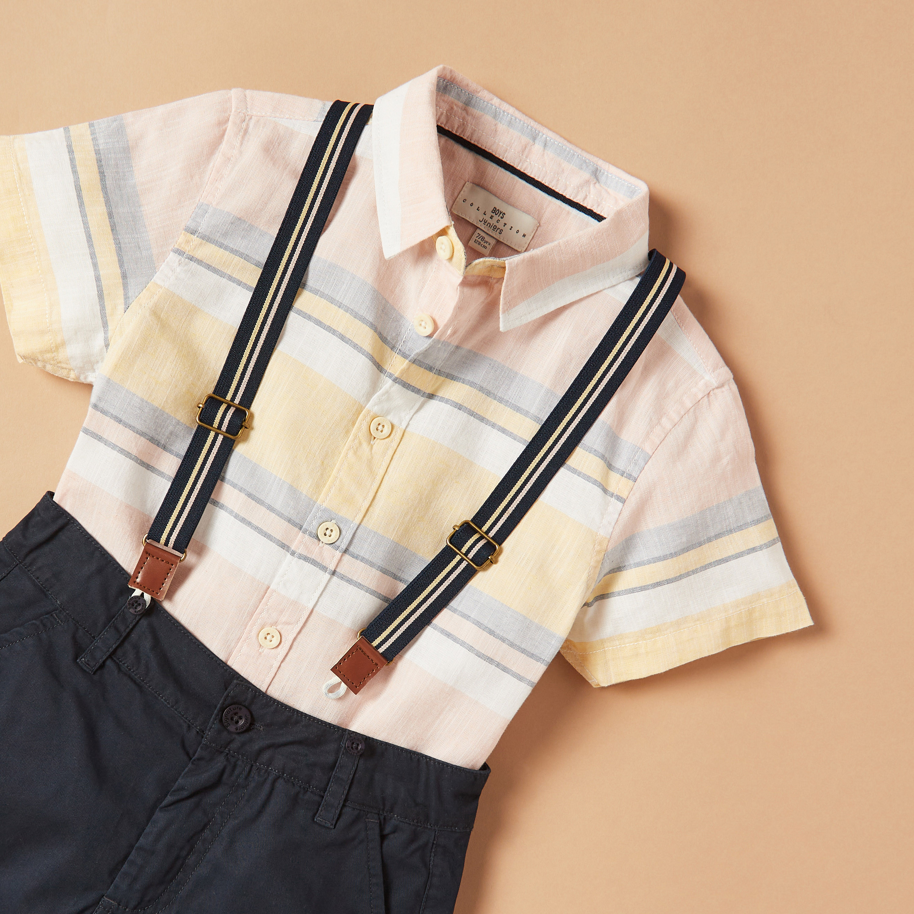 Juniors Striped Shirt with Shorts and Suspenders-boys-clothing-setsandcoords-image-4