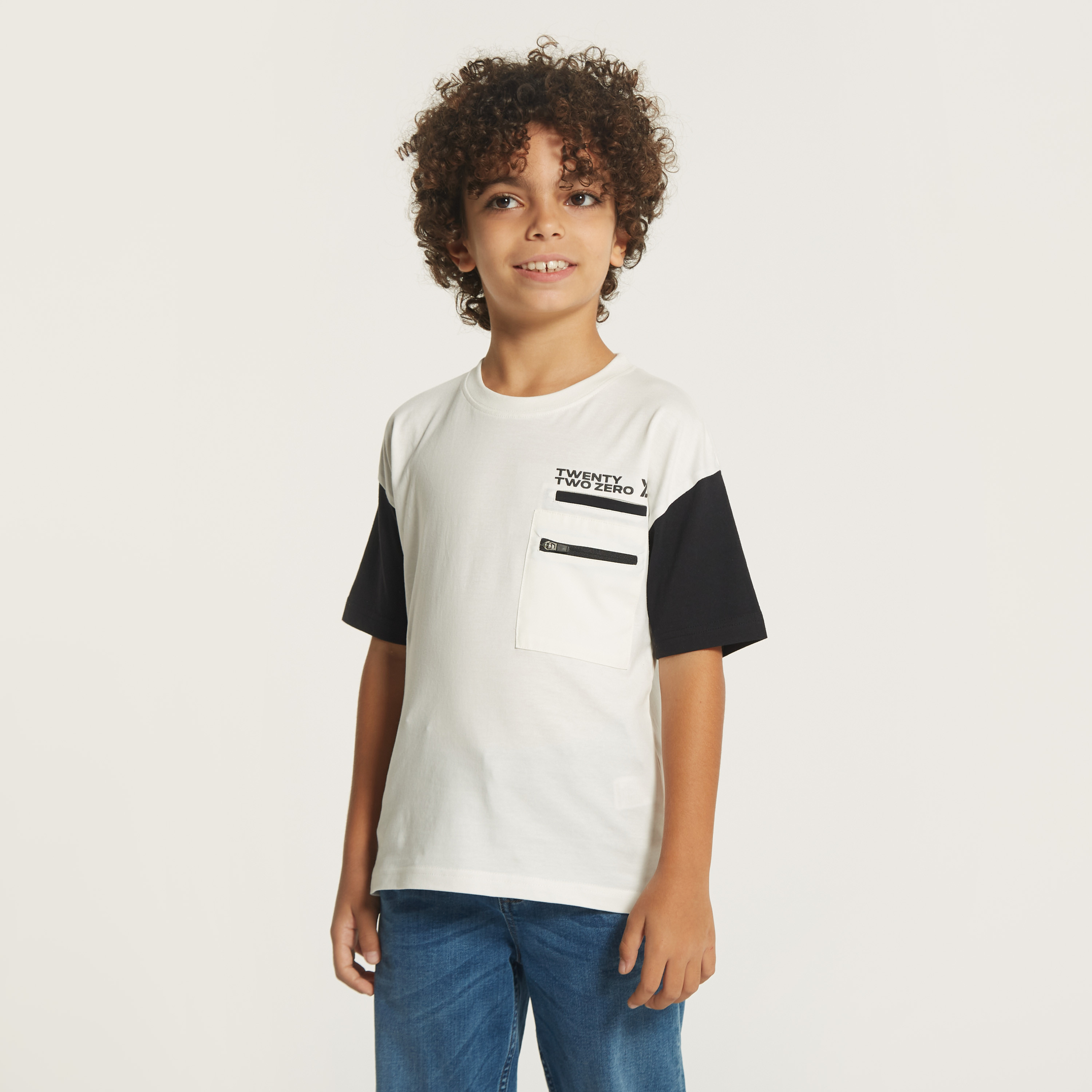 XYZ Colourblock Crew Neck T-shirt with Short Sleeves-sports-boys-clothing-tops-image-1