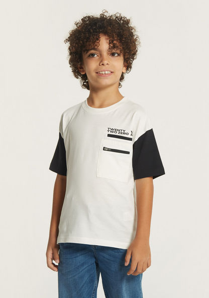 XYZ Colourblock Crew Neck T-shirt with Short Sleeves-Tops-image-0