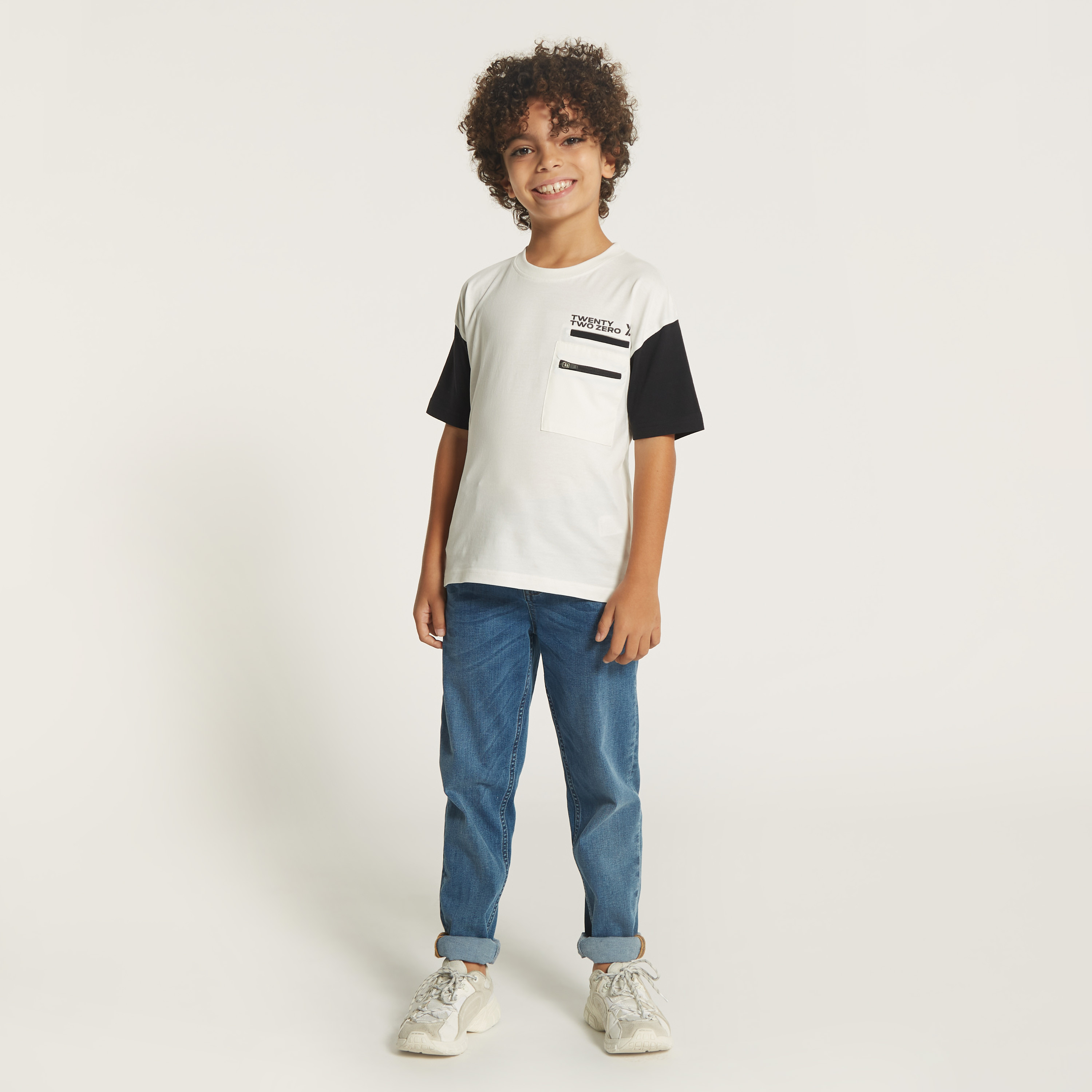 XYZ Colourblock Crew Neck T-shirt with Short Sleeves-sports-boys-clothing-tops-image-2