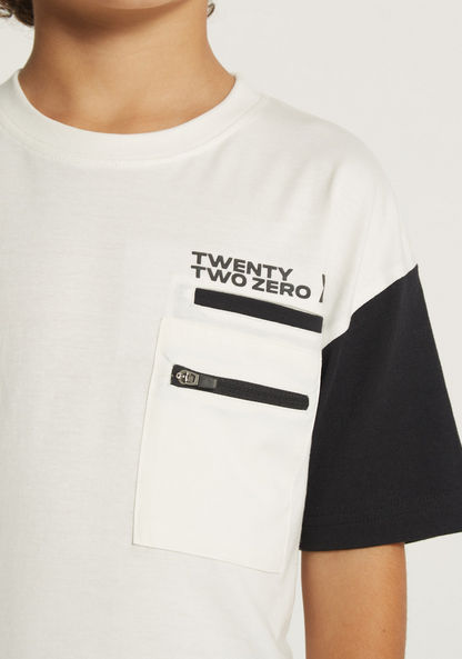 XYZ Colourblock Crew Neck T-shirt with Short Sleeves-Tops-image-2